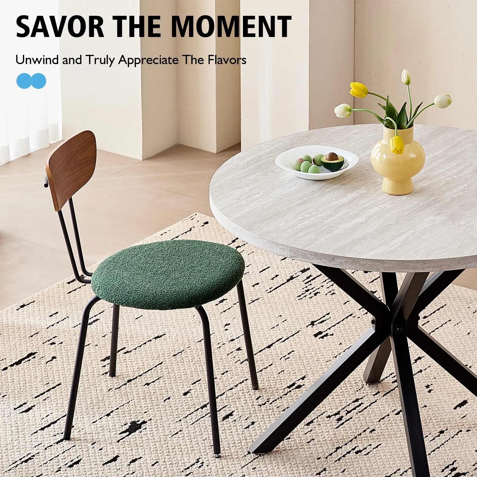 39- Round Dining Table, Modern Small Kitchen Table for 4 with X-Shaped Metal Legs and 1.2" Thickness Tabletop for Kitchen Dining Room, Coffee Table, Oak