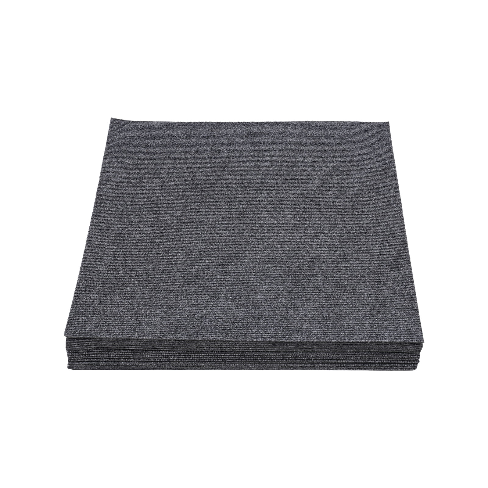 Dark Grey Carpet Tiles 24x24in, Low-Maintenance Polyester Fiber, Self-Adhesive 15-Pcs Set with Effortless Cleaning, Suitable for Hotels & Warehouses