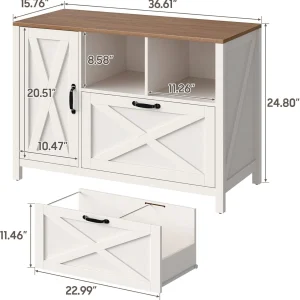 Vabches 2 Drawer Lateral File Cabinet,Mobile Wood office Cabinet for Home Office,Printer Stand with Open Storage Shelves.