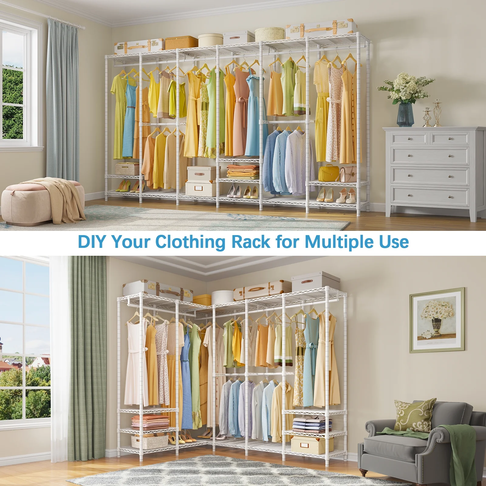 VIPEK V60 Extra Large Portable Closet Rack Heavy Duty Clothing Rack for Hanging Clothes Freestanding Wardrobe Closet, Metal Closet for Bedroom Storage Organizer, Load 1620lbs, Black