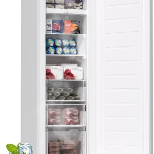 BANGSON Upright Freezer, 7.0 Cu.ft Stand Up Freezer, Convertible Upright Freezer/Refrigerator, Single Door for Kitchen,Garage, Office, Apartment, Silver