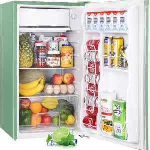 Upstreman 3.2 Cu.Ft Mini Fridge with Freezer Single Door Compact Refrigerator for Dorm, Bedroom, or Office Adjustable Thermostat, Black (BR321)