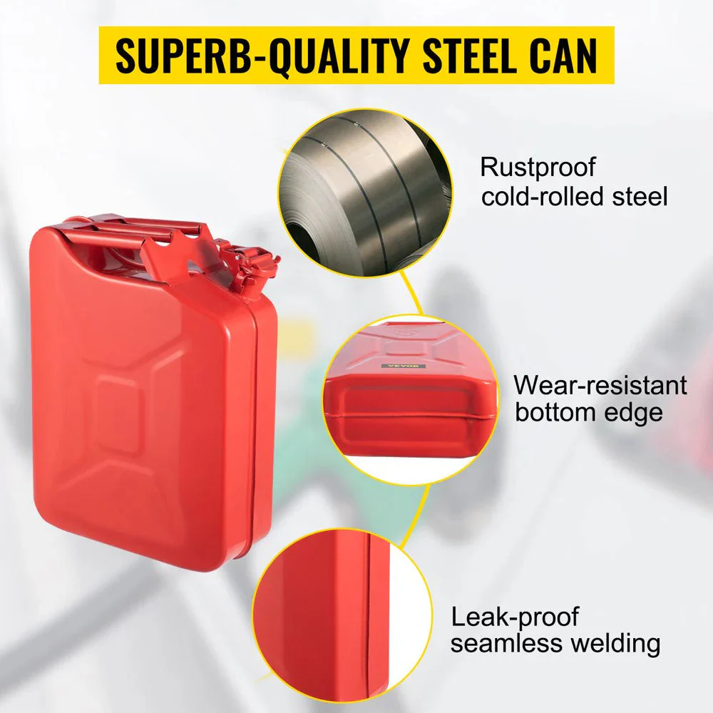 VEVOR Jerry Fuel Can with Flexible Spout System, 5.3 Gallon/20 L