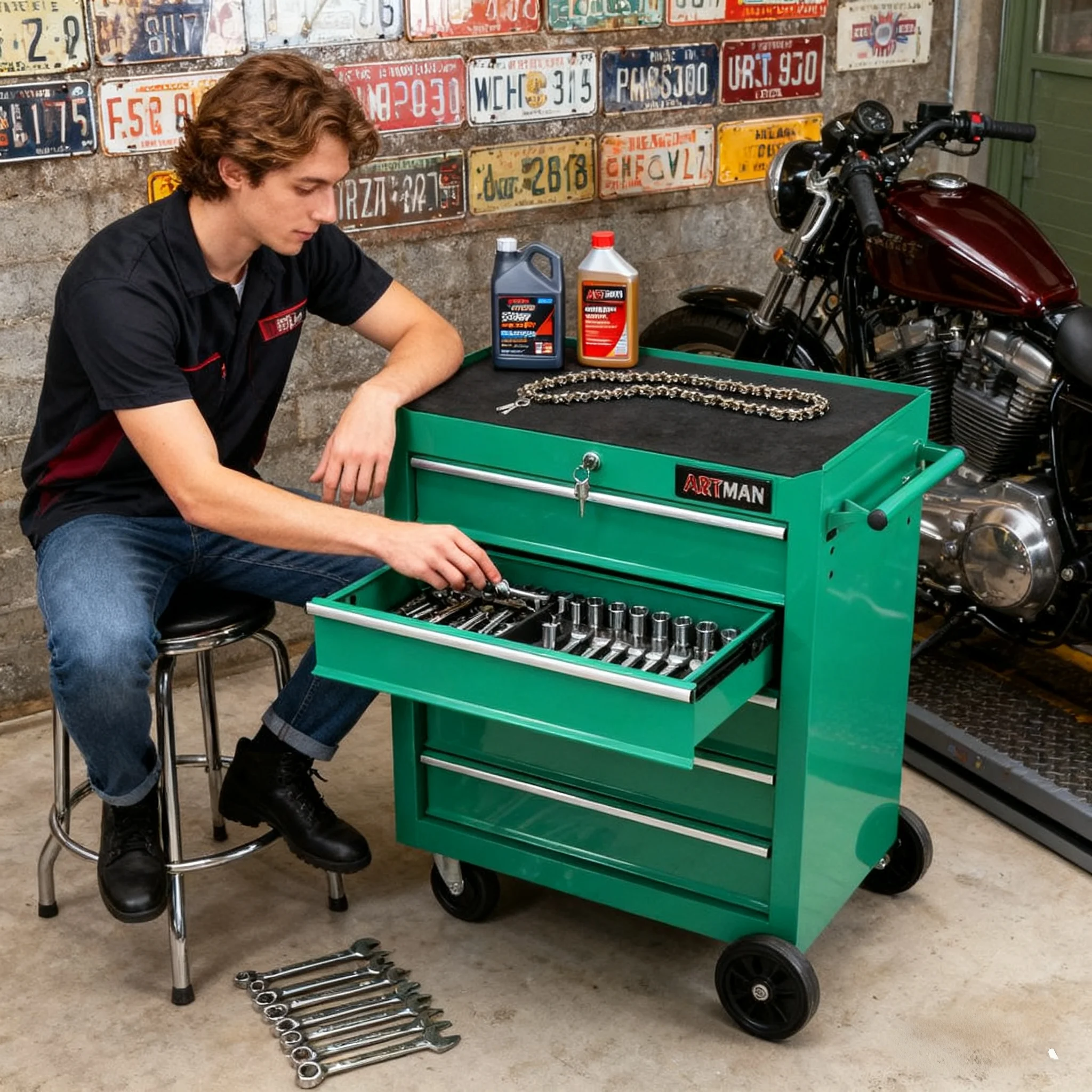 ARTMAN 5 Drawer Rolling Tool Chest, Tool Storage Cabinet with Wheels and Drawers for Garage Warehouse