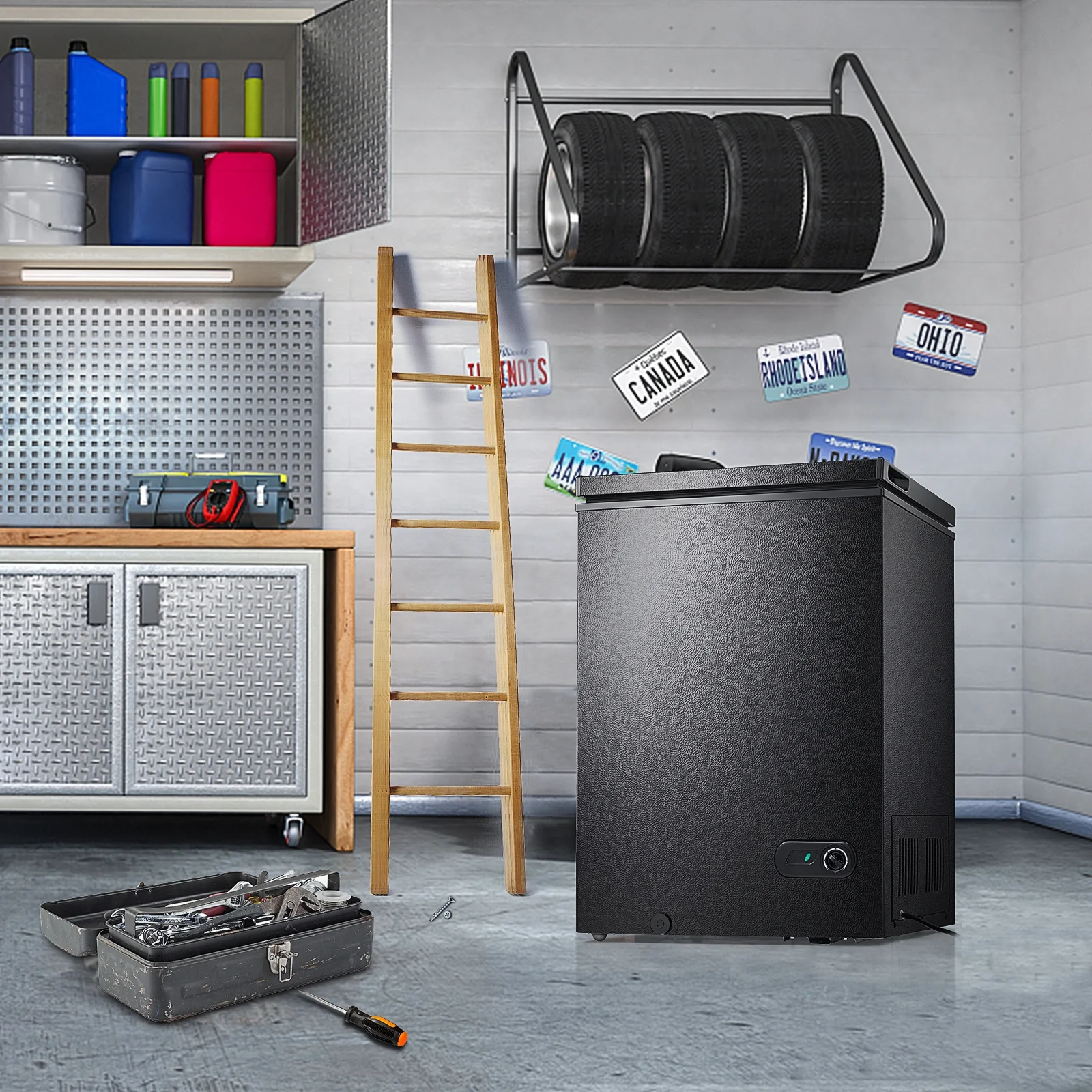Moifoi 3.5 Cu.ft Chest Freezer w/ Removable Storage Basket & Top Open Door, Energy Saving, White