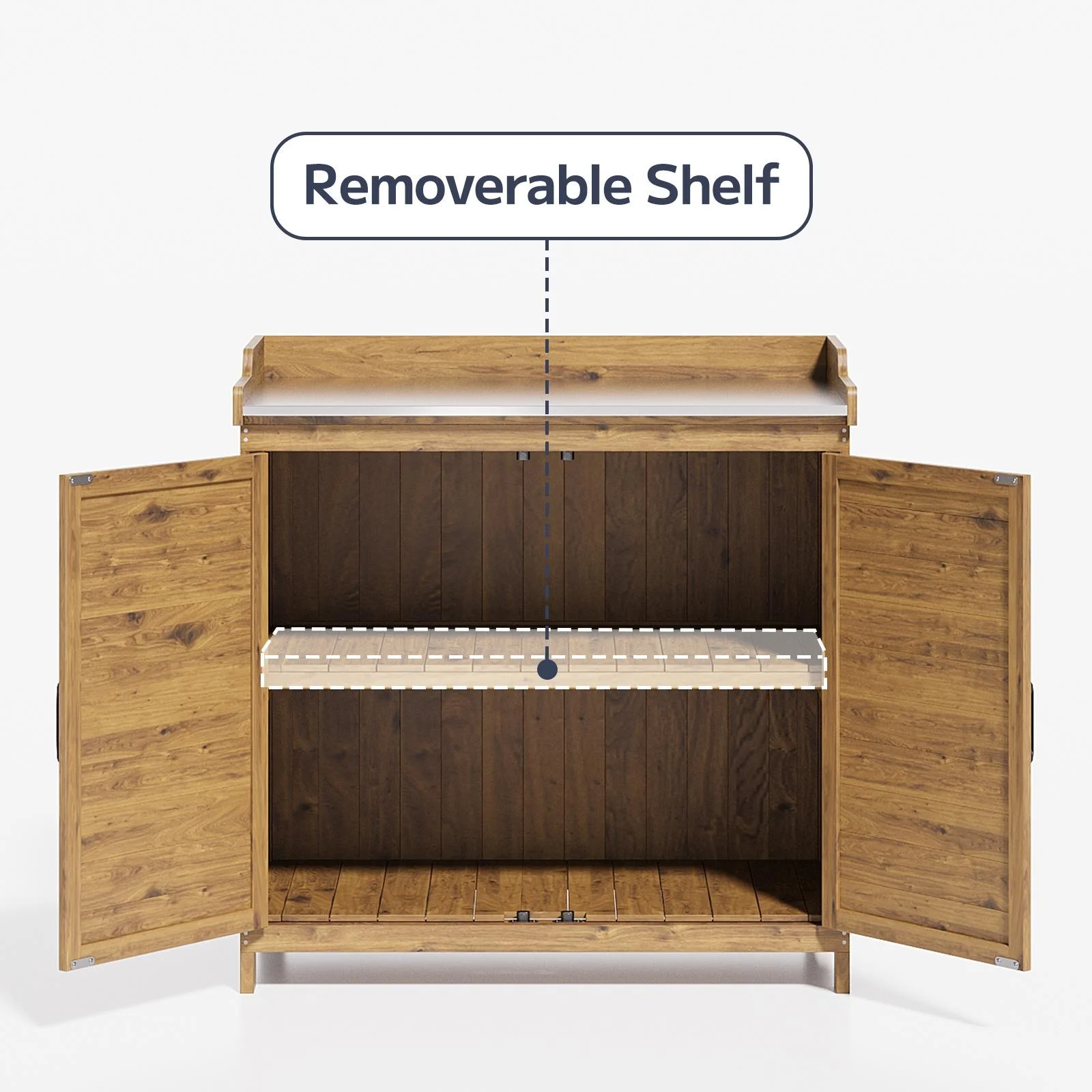 Asofer Outdoor Storage Shed, Storage Cabinet Clearance, Wooden Tool Shed, Deck Cabinet for Outside Patio Lawn