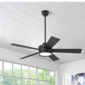 Home Decorators Collection Baxtan 56-Inch Matte Black Ceiling Fan with LED Light & Remote Control
