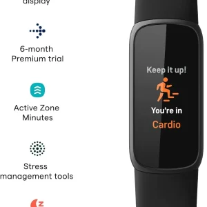 Fitness and Wellness-Tracker with Stress Management, Sleep-Tracking and 24/7 Heart Rate, One Size S L Bands Included, Lunar White/Soft Gold Stainless Steel, 1 Count