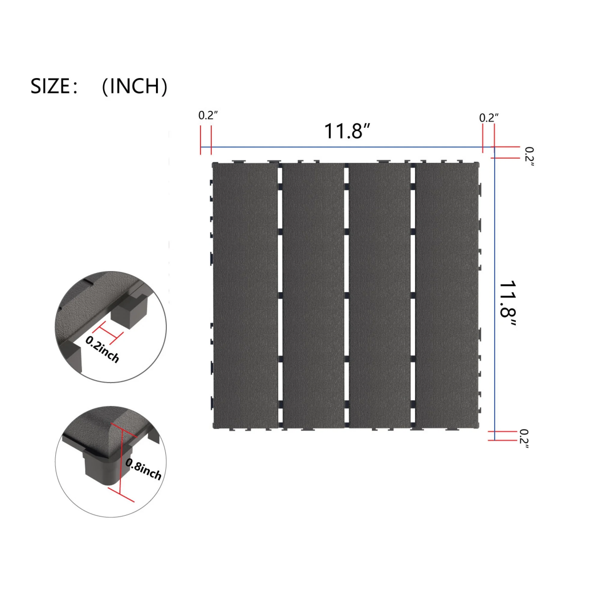 44PCS Plastic Interlocking Deck Tiles,Patio Deck Tiles,12"x12" Square Waterproof Outdoor