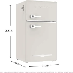 Frigidaire Retro Mini Fridge with Freezer Side Bottle Opener-Small 2 Door Refrigerator Office Bar