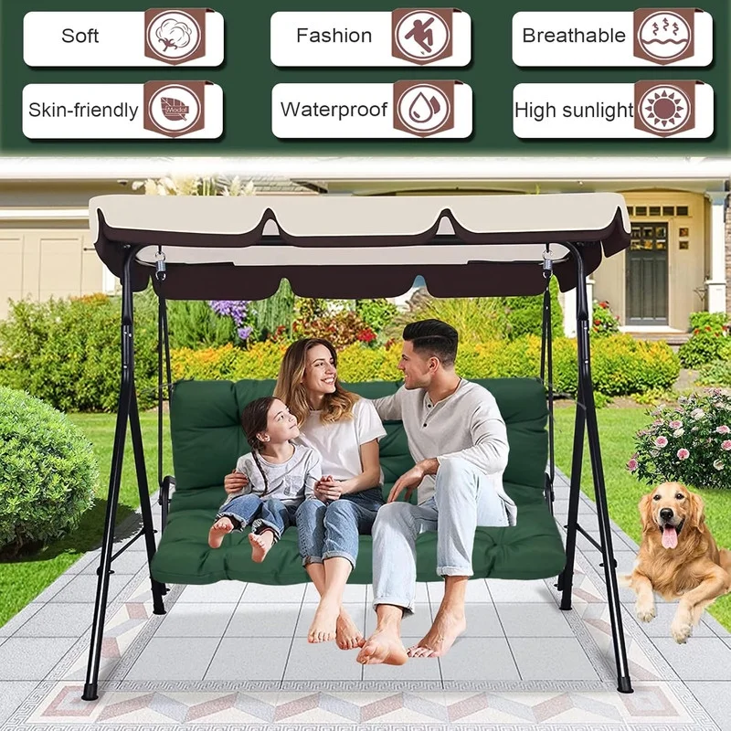 Replacement Cushions for Swing, Waterproof Porch Swing Cushion, 2-3 Seat Outdoor Bench Cushion with Backrest for Patio Furniture Garden Porch Loveseat Glider Pad (Sky Blue 70*40in)