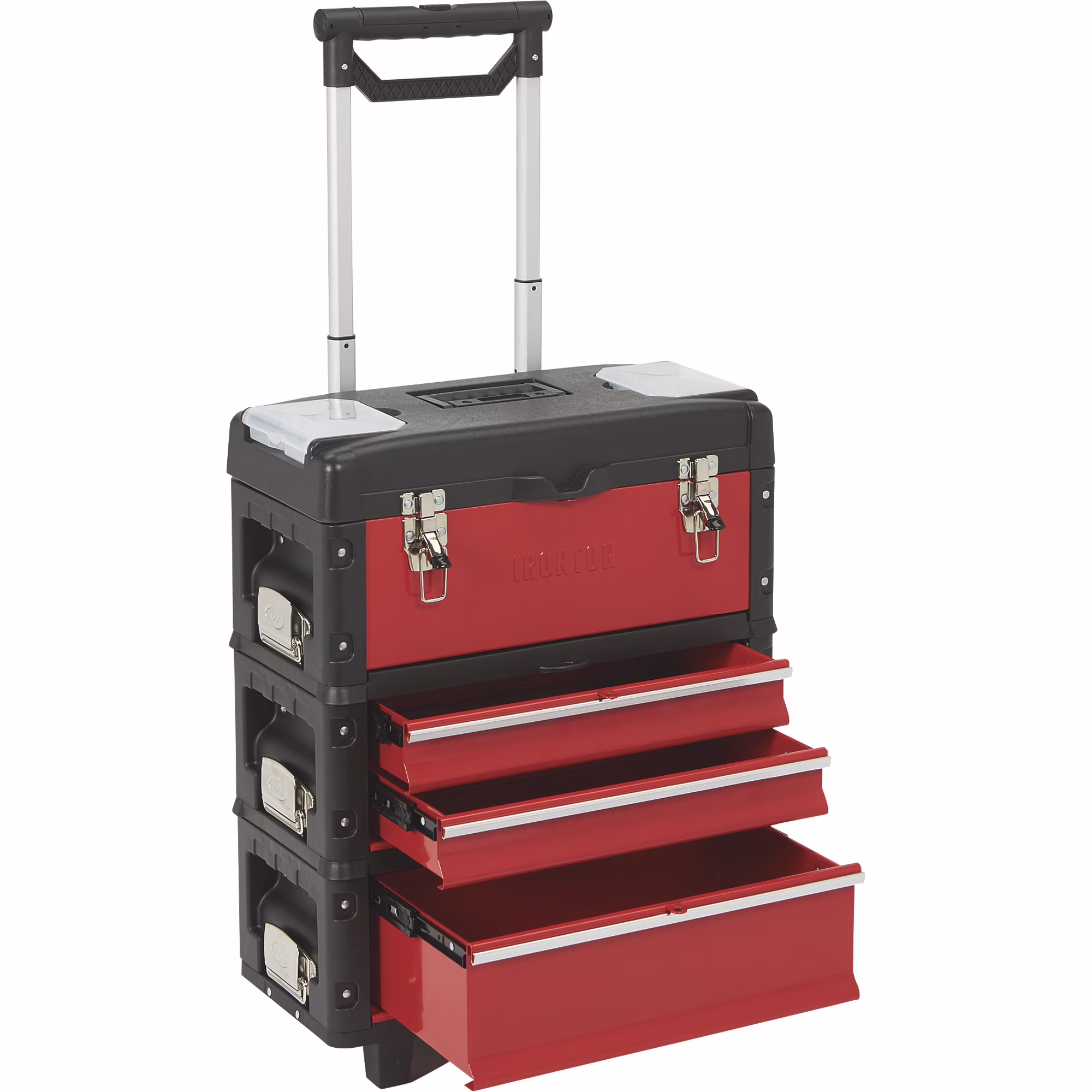 Ironton 3-Pc. Toolbox Storage System, 20in., Portable, Ball Bearing Drawers, Trolley with Wheels