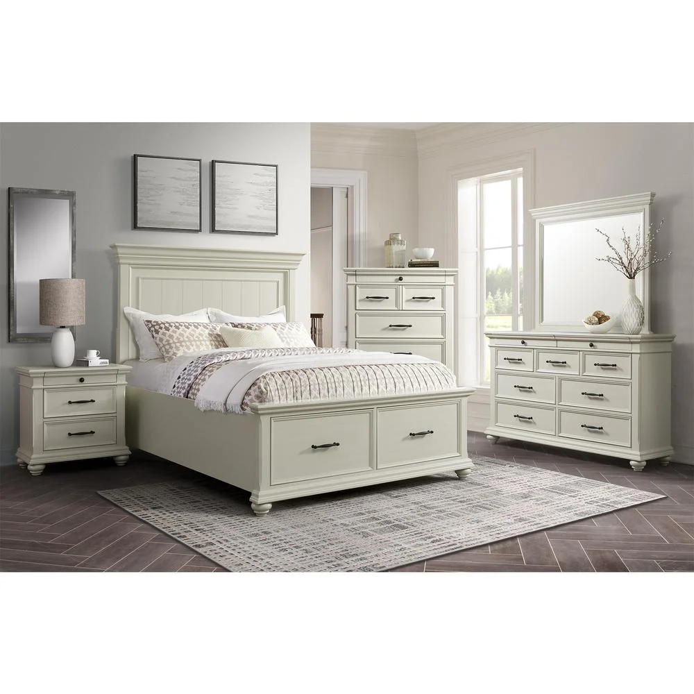 Picket House Furnishings Brooks Queen Platform Storage 6PC Bedroom Set in Grey