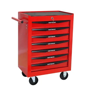 Tool Cabinets 4 Drawers Multifunctional Tool Cart with Wheels,Metal Rolling Tool Cart Storage for Garage Workshop Warehouse Repair Shop--With Stainless Steel Roof- Red&Black,Garage Tool Cabinets