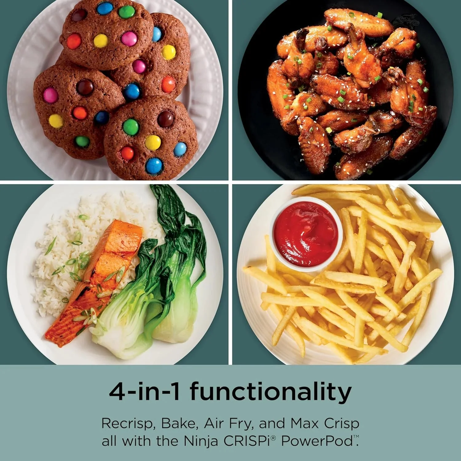 Ninja Crispi 4-in-1 Portable Glass Air Fryer Cooking System, 1500W, 4QT & 6-Cup TempWare Glass Containers with Storage Lids, Microwave, Freezer & Dishwasher Safe