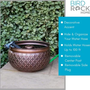 BirdRock Home Decorative Water Hose Pot - Copper - Drainage Hole - Group