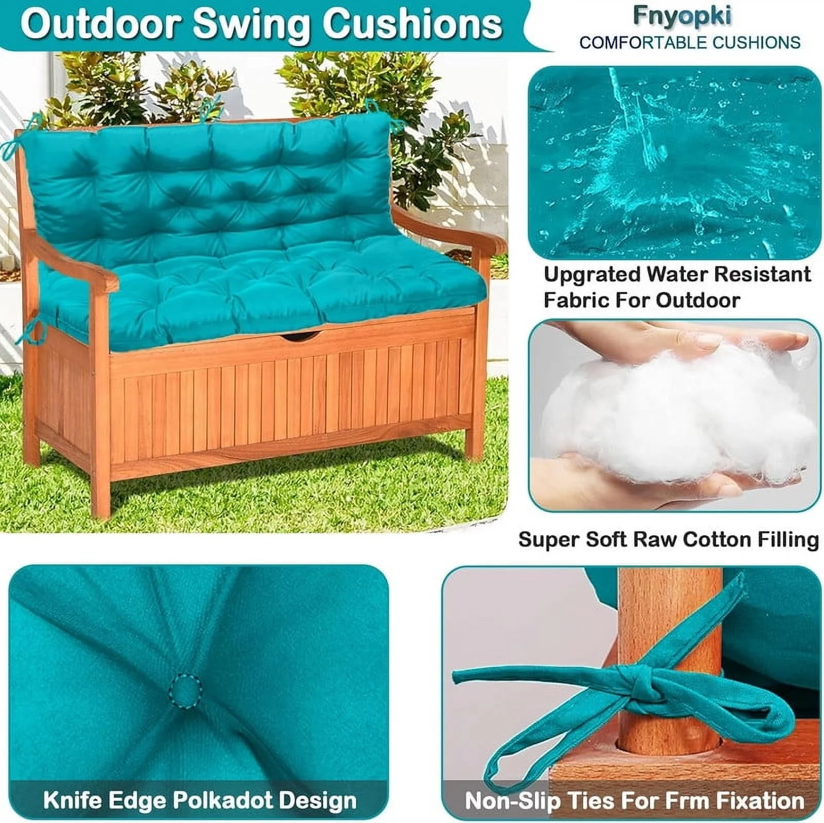 Replacement Cushions for Swing, Waterproof Porch Swing Cushion, 2-3 Seat Outdoor Bench Cushion with Backrest for Patio Furniture Garden Porch Loveseat Glider Pad (Sky Blue 70*40in)