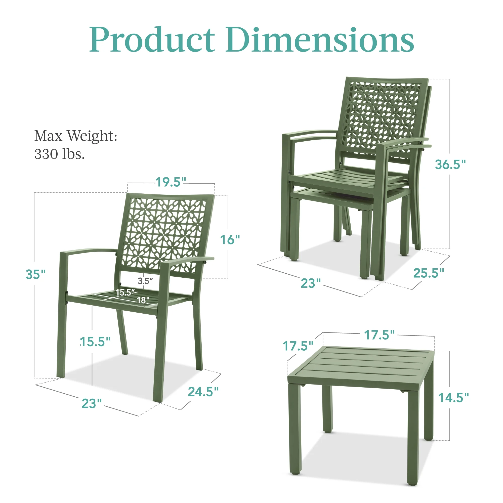 Best Choice Products 3-Piece Stackable Steel Outdoor Conversation Bistro Set, Patio Chat Furniture w/ 2 Chairs, Table- Black