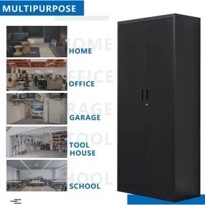 CJF Metal Storage Cabinet, 72" H Garage Storage Cabinet with Adjustable Shelves and Lockable Door, Classic Office Storage Cabinet for Home, School, Office, Garage (Black)