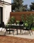 Ataucjin Stackable Dining Chairs Set of 4, High-Back Patio Dining Chairs Set, Outdoor Chairs with Textilene Fabric & Metal Frame for Lawn Backyard Deck Garden