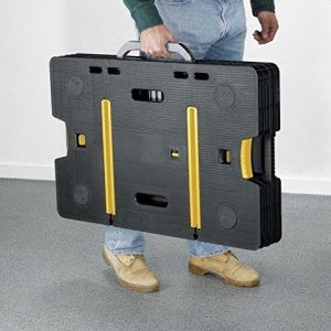 Keter ?C 197283 Folding Table Work Bench for Miter Saw Stand Woodworking Tools and Accessories with Included 12 Inch Wood Clamps ?C Easy Garage Storage Black/Yellow