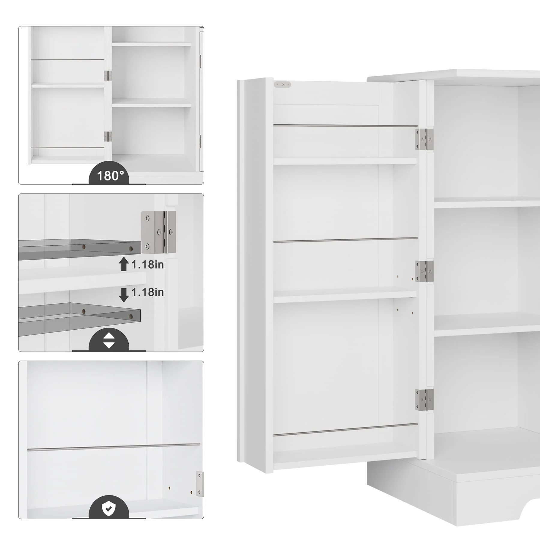 Homfa 41'' Kitchen Storage Cabinet, Pantry Cabinet with Drawers and Adjustable Shelf, Buffet Cabinet Sideboard for Dinning Room, White