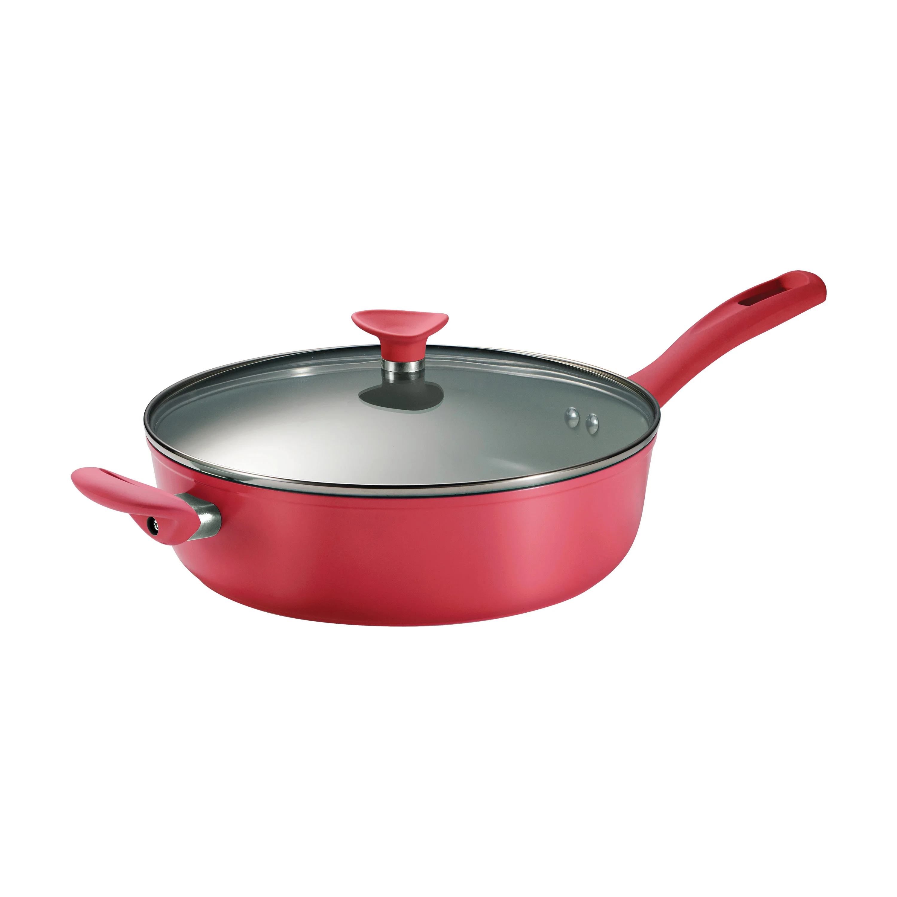 Tramontina Solara 14-Piece Aluminum Ceramic Nonstick Cookware Set with Utensils & Glass Lids, Induction-Ready, Oven & Dishwasher Safe - Red