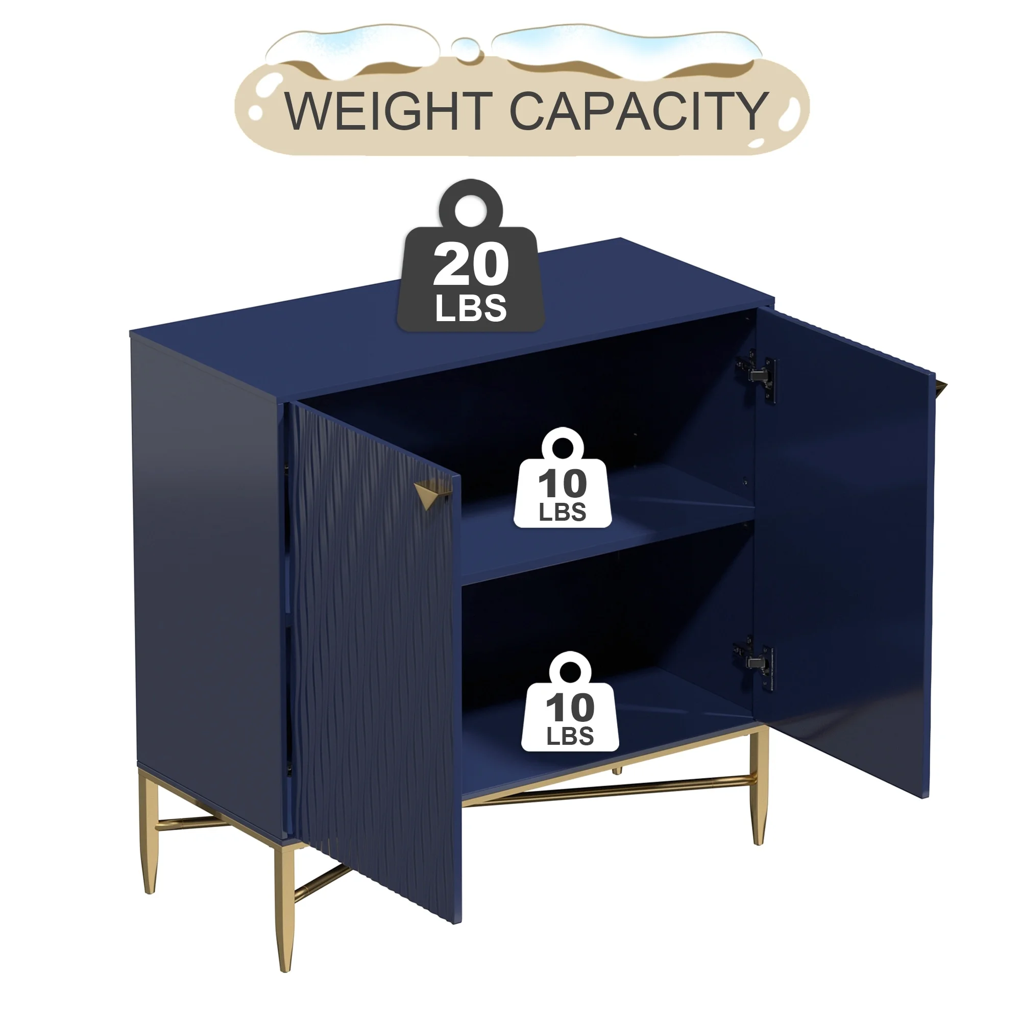 Clihome 2-Door Freestanding Locker Storage Accent Cabinet Blue