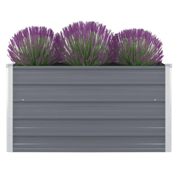 vidaXL Raised Garden Bed 39.4inx39.4inx17.7in Galvanized Steel Gray