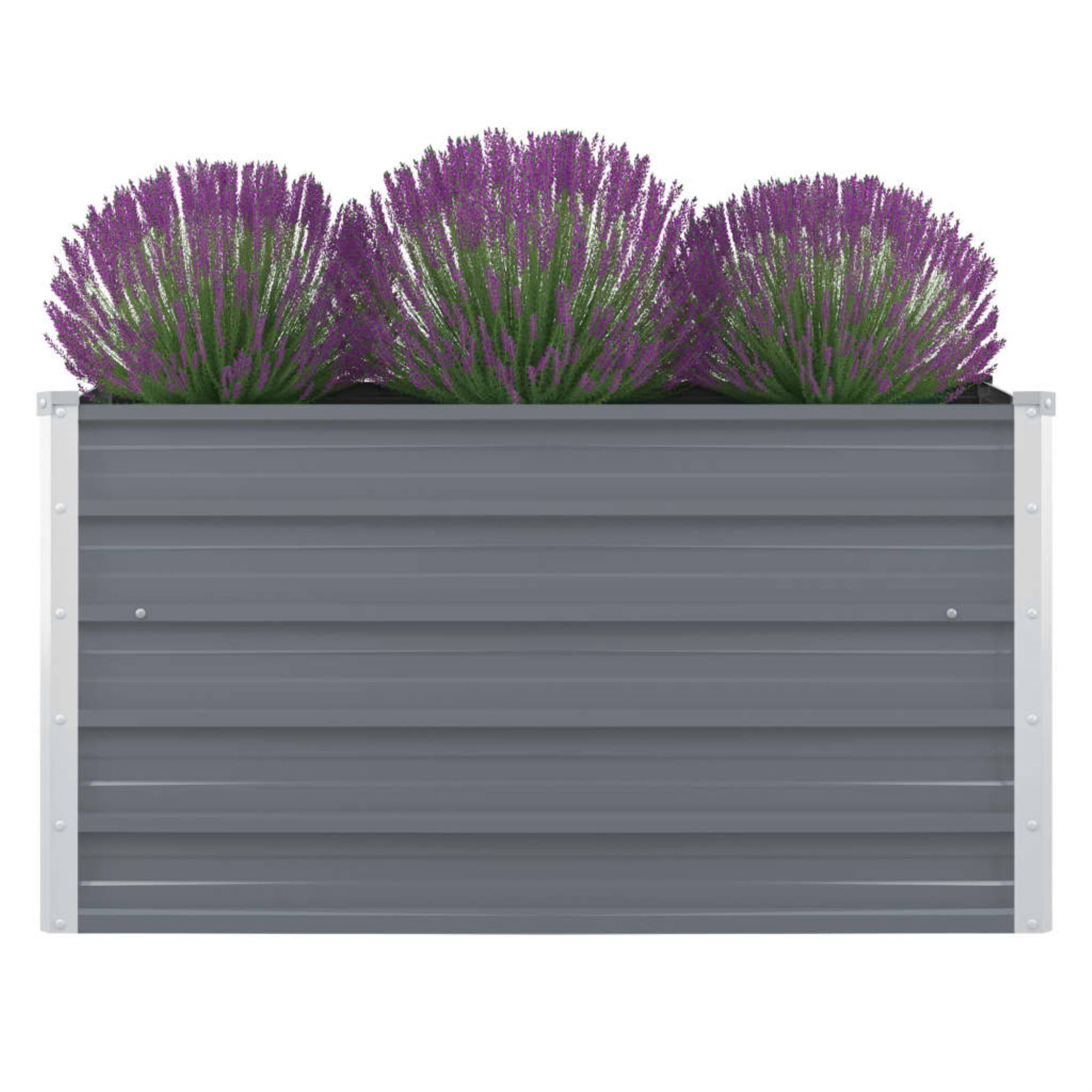 vidaXL Raised Garden Bed 39.4inx39.4inx17.7in Galvanized Steel Gray