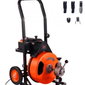 Drain Cleaner Machine 75Ftx1/2Inch,450W Portable Drain Cleaning Machine with 6 Cutters,Gloves,Portable Electric Drain Auger Cleaner for 2" to 4" Pipes