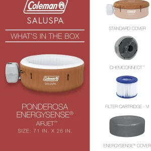 Coleman SaluSpa Miami AirJet 2 to 4 Person Round Inflatable Hot Tub Portable Outdoor Spa with 120 Soothing AirJets and Insulated Cover, Black