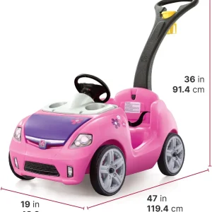 Step2 Whisper Ride II Ride On Push Toy Car Pink Ride On Car Seat Belt Easy Storage Transport