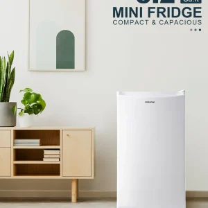 Upstreman 3.2 Cu.Ft Mini Fridge with Freezer, Single Door Mini Fridge, Dorm Fridge, Adjustable Thermostat, Mini Refrigerator for Bedroom, Office, Dorm, Black-BR321