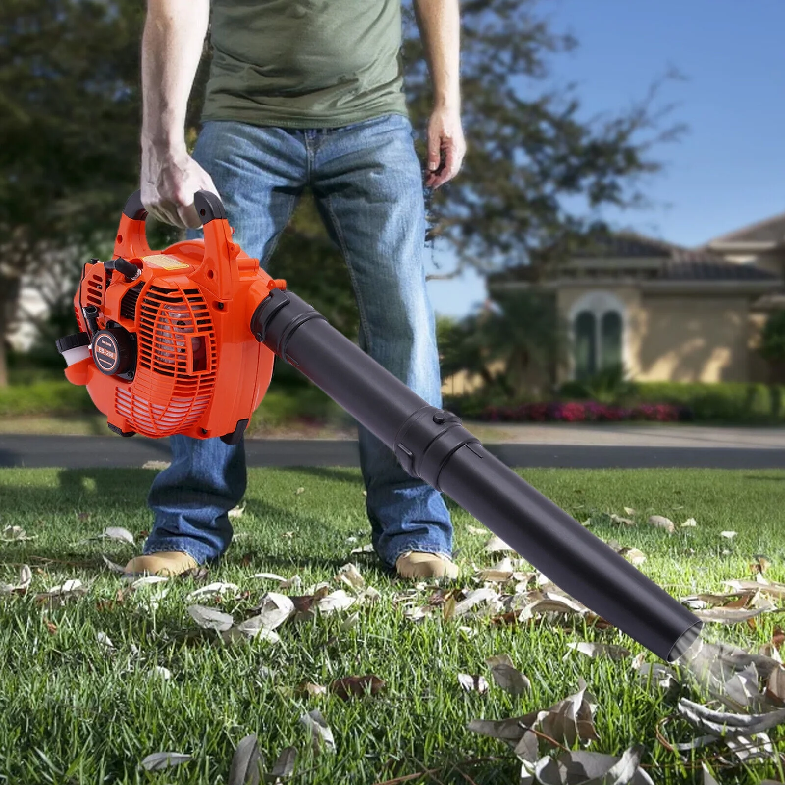 Miumaeov 25.4cc 2 Stroke Gas Powered Handheld Leaf Blower Grass Lawn Blower Sweeper Cleaning Tool 7000rpm