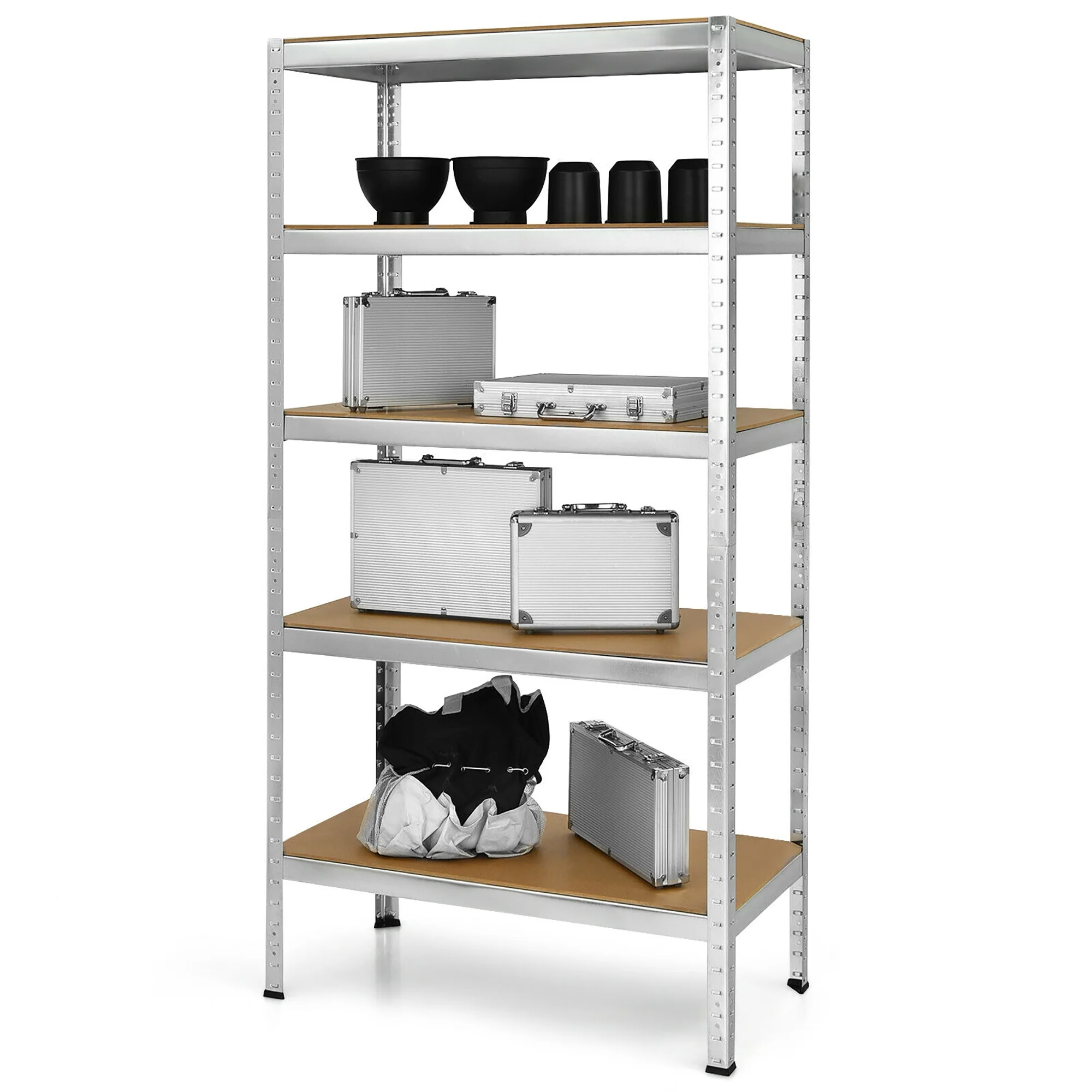 Costway 72'' Heavy Duty Steel 5 Level Garage Shelf Storage Adjustable Shelves Silver