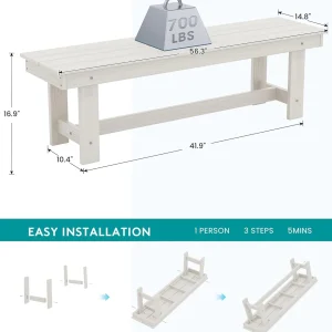 SERWALL 7-Piece Patio Table Set, Outdoor HDPE Dining Furniture with Umbrella Hole, All Weather Table and Chairs for Lawn, Garden, Poolside, Aruba