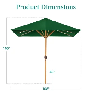 Best Choice Products 9ft Deep Square Solar LED Lighted Patio Umbrella w/ Woodgrain Pattern, UV-Resistant - Black