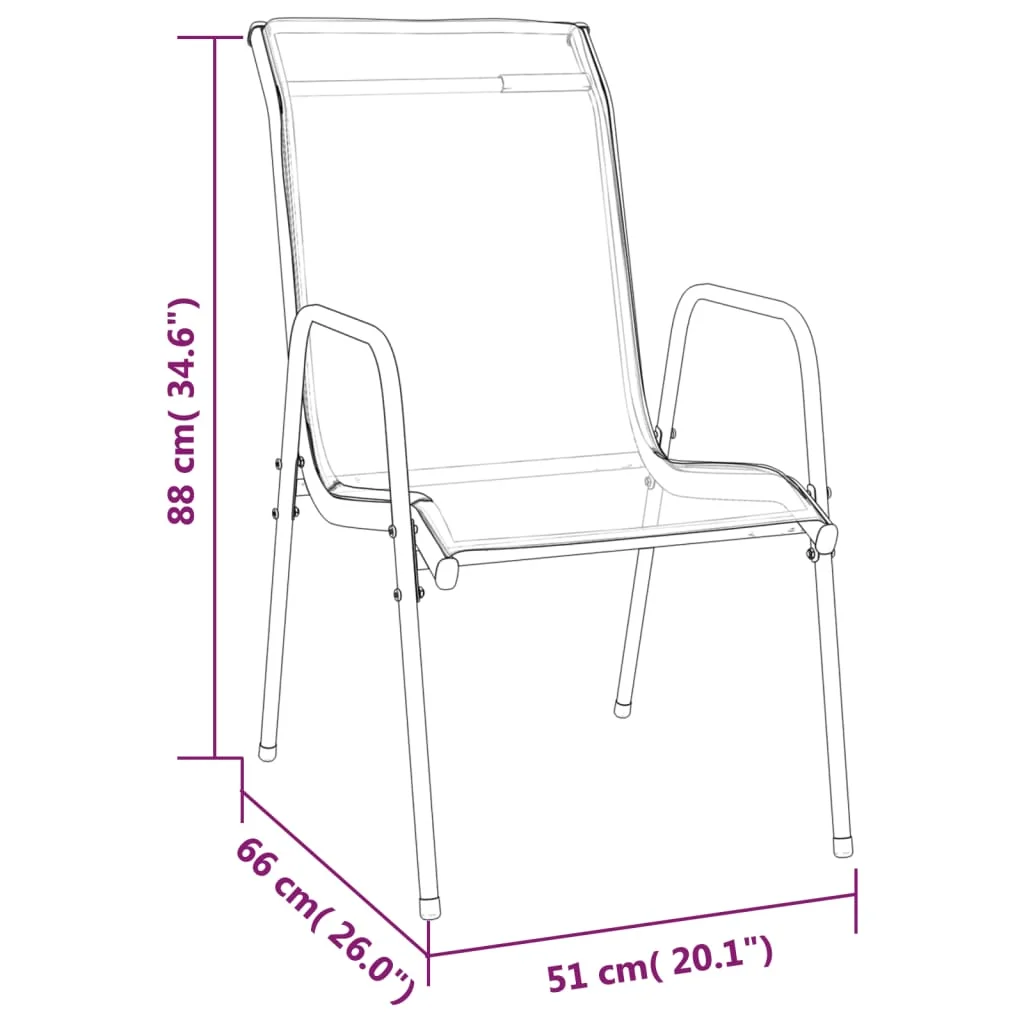 vidaXL Steel Outdoor Waterproof Patio Chairs, Black (Set of 2)