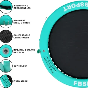 Inflatable Dock Floating Platform 8ft Inflatable Water Hammock Floating Deck for Lake W/Cupholder Round Floating Ring Float Ring Pool Float Raft Lounger Island Platform Pad