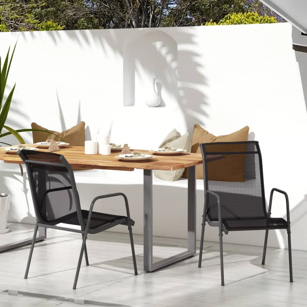 vidaXL Steel Outdoor Waterproof Patio Chairs, Black (Set of 2)