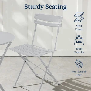 Best Choice Products 3-Piece Small Bistro Set, Folding Patio Furniture Set of 2 Chairs and Table - Black