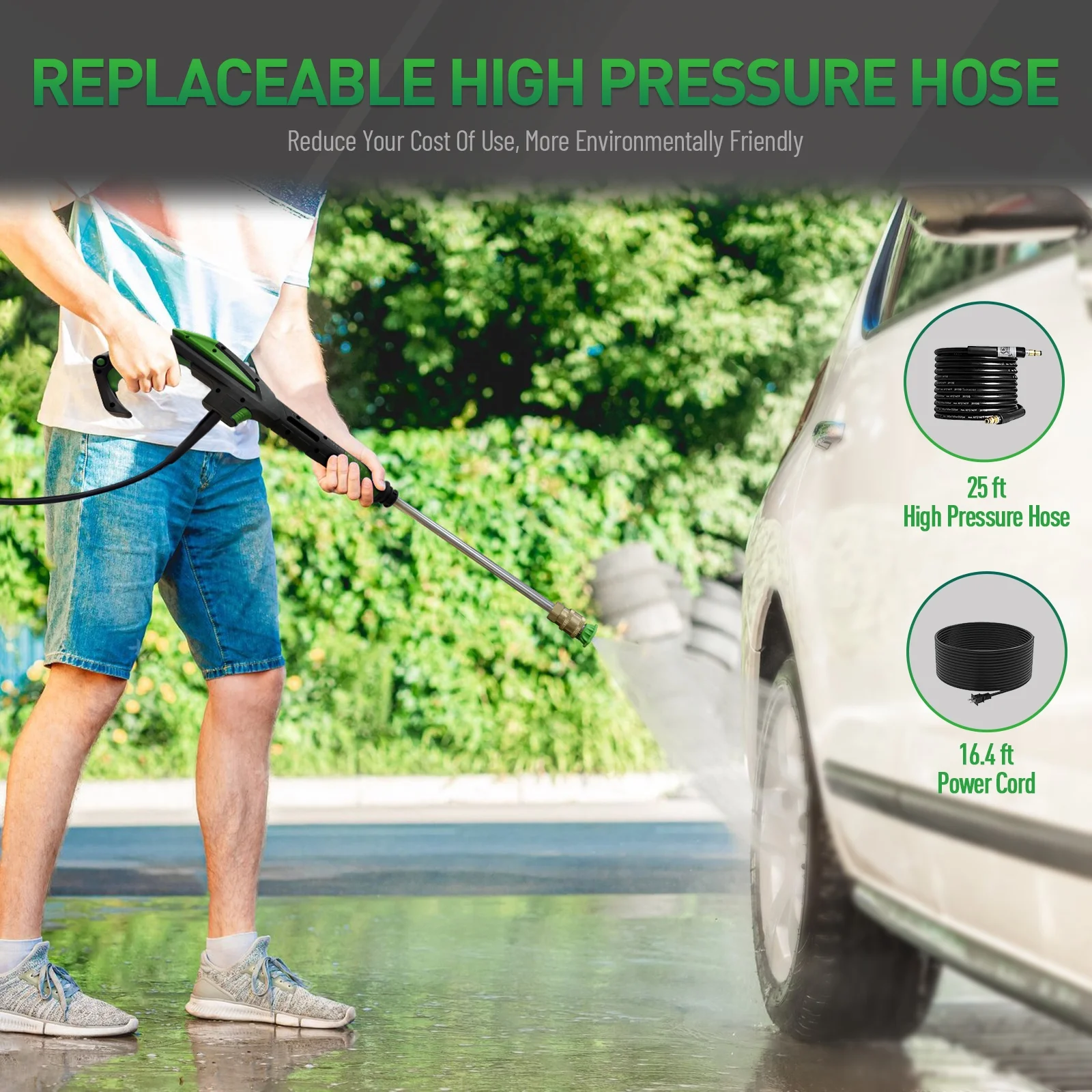Electric Pressure Washer 5000PSI-Max 3.2GPM Power Washer Electric Powered with Upgrade Spray Handle Smart Control and 4 Anti-Tipping Wheels for Effortlessly Cleaning Blue