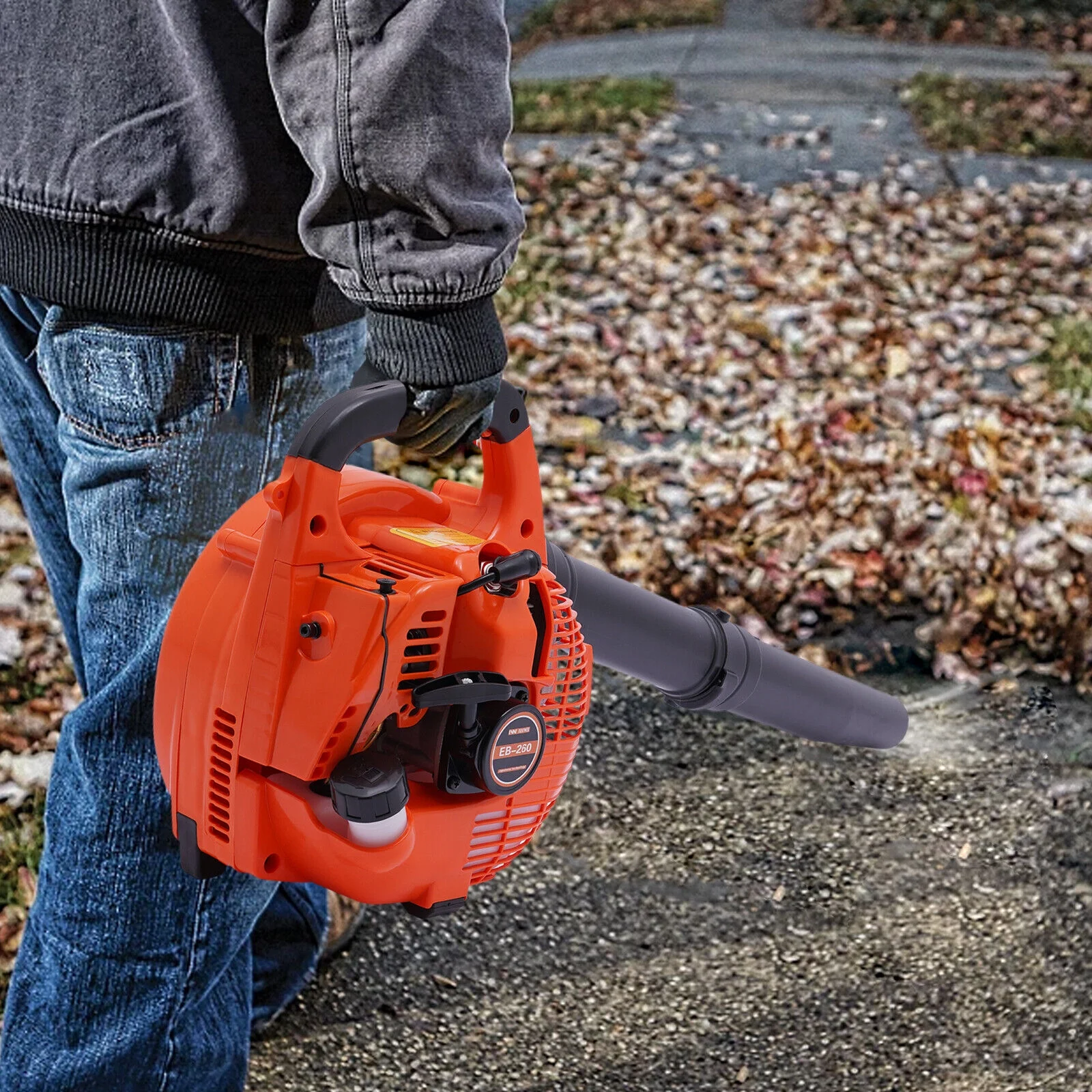 Miumaeov 25.4cc 2 Stroke Gas Powered Handheld Leaf Blower Grass Lawn Blower Sweeper Cleaning Tool 7000rpm