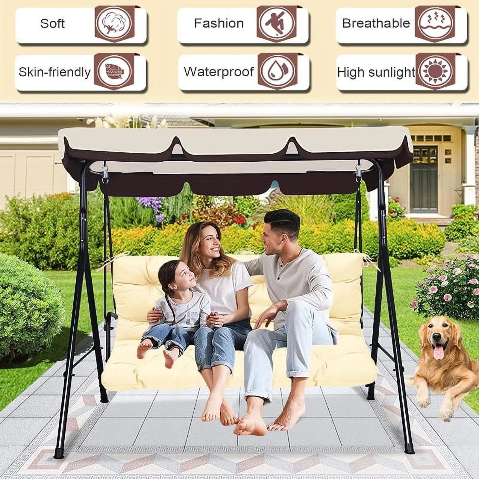 Replacement Cushions for Swing, Waterproof Porch Swing Cushion, 2-3 Seat Outdoor Bench Cushion with Backrest for Patio Furniture Garden Porch Loveseat Glider Pad (Sky Blue 70*40in)
