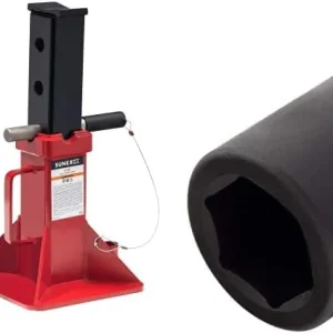 10-Ton Medium Height Pin Type Jack Stands, Pair, Red
