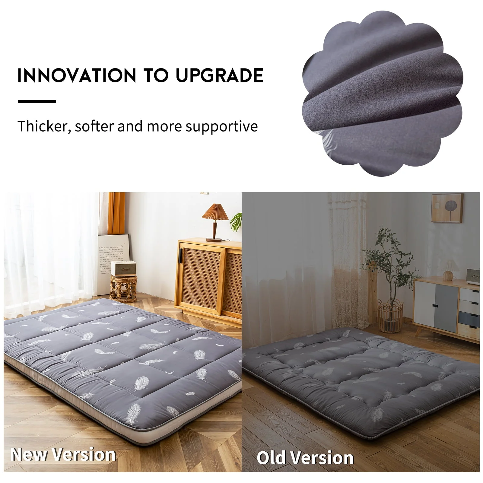 Maxyoyo Extra Thick Futon Floor Mattress, Padded Japanese Folding Roll Up Mattress Sleeping Pad, Foldable Camping Portable Mattress Shikibuton