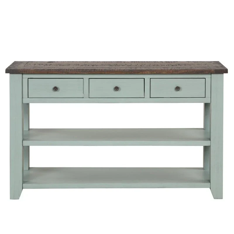 Wood Console Table with 3 Storage Drawers and 2 Shelves