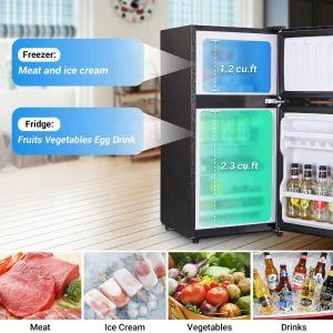 Apartment Size Refrigerator, 3.5 Cu.Ft Samll Refrigerator with Freezer Suitable for Home and Apartments, Freestanding