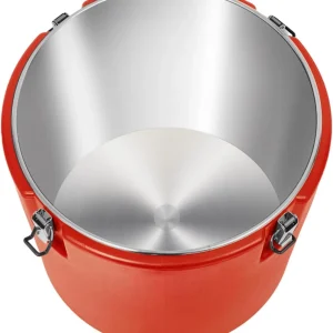 Insulated Soup Carrier Coolers, 2.5 Gallon Food Warmer/Coolers Box for Food Storage, Large Stainless Steel Leakproof Lid Insulated Soup Container (Red)